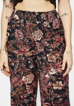 Bashe Cotton Floral Snake Print Wide Leg Trousers