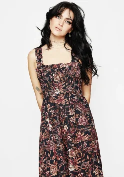 Bashe Cotton Floral Snake Print Midaxi Dress