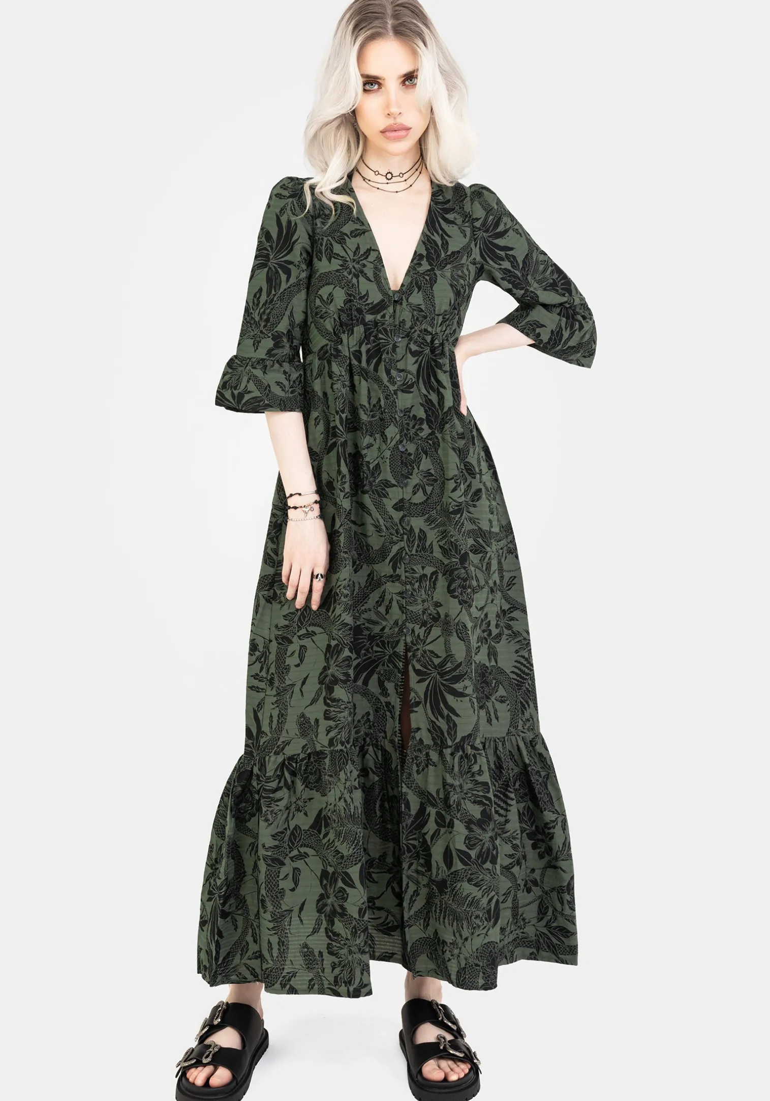 Bashe Cotton Maxi Over Dress - Green