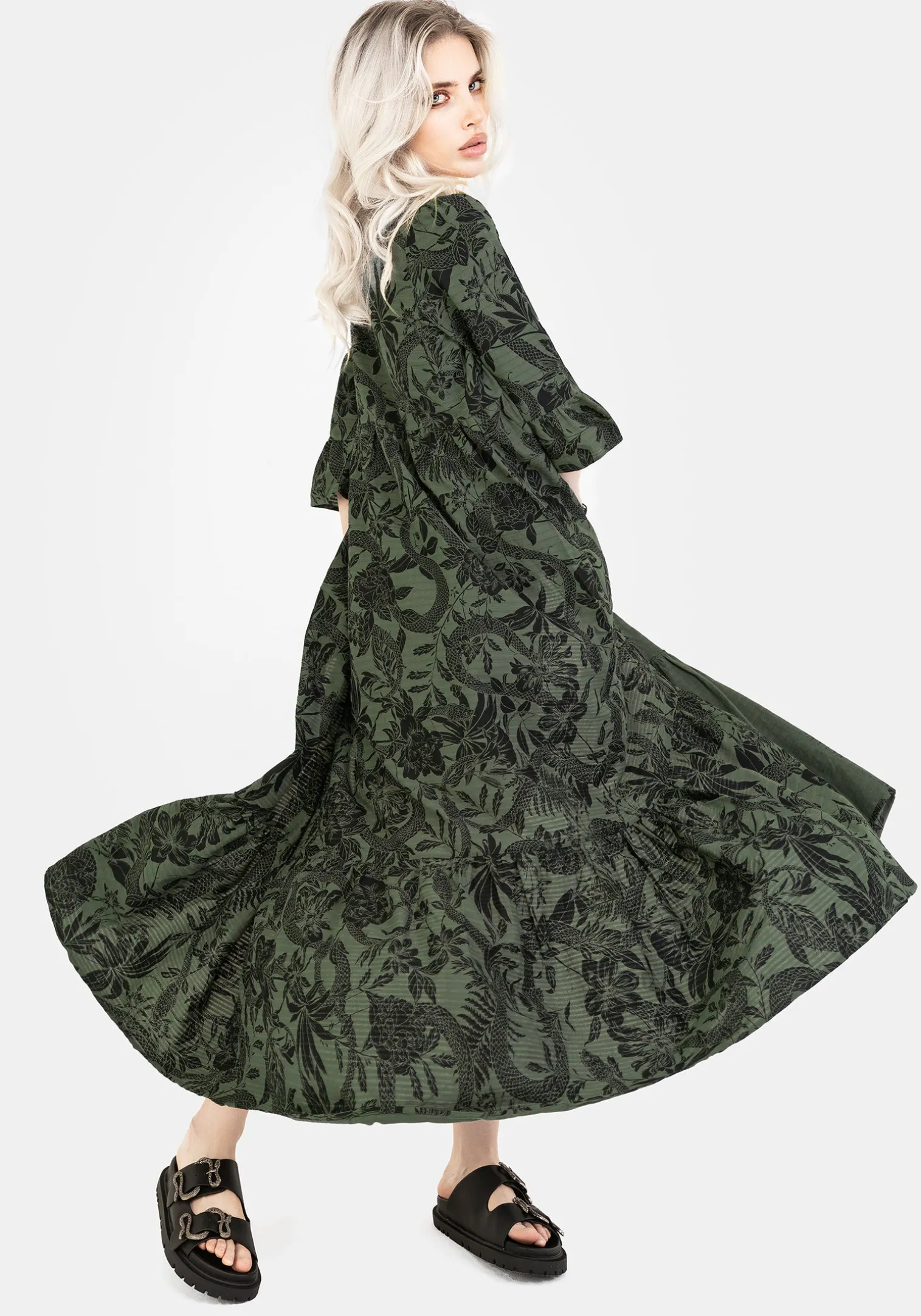 Bashe Cotton Maxi Over Dress - Green