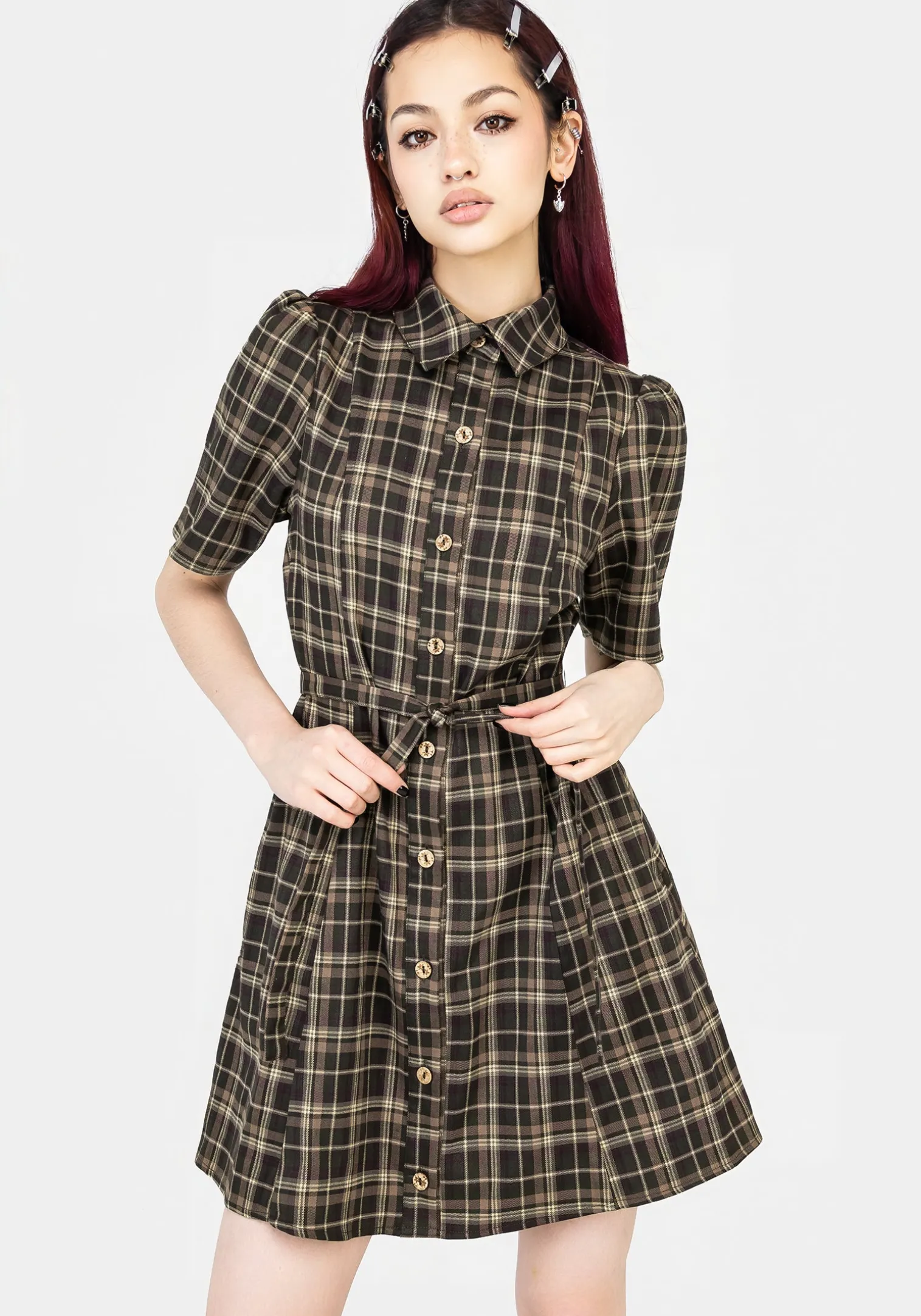 Beatrice Check Mini Shirt Dress