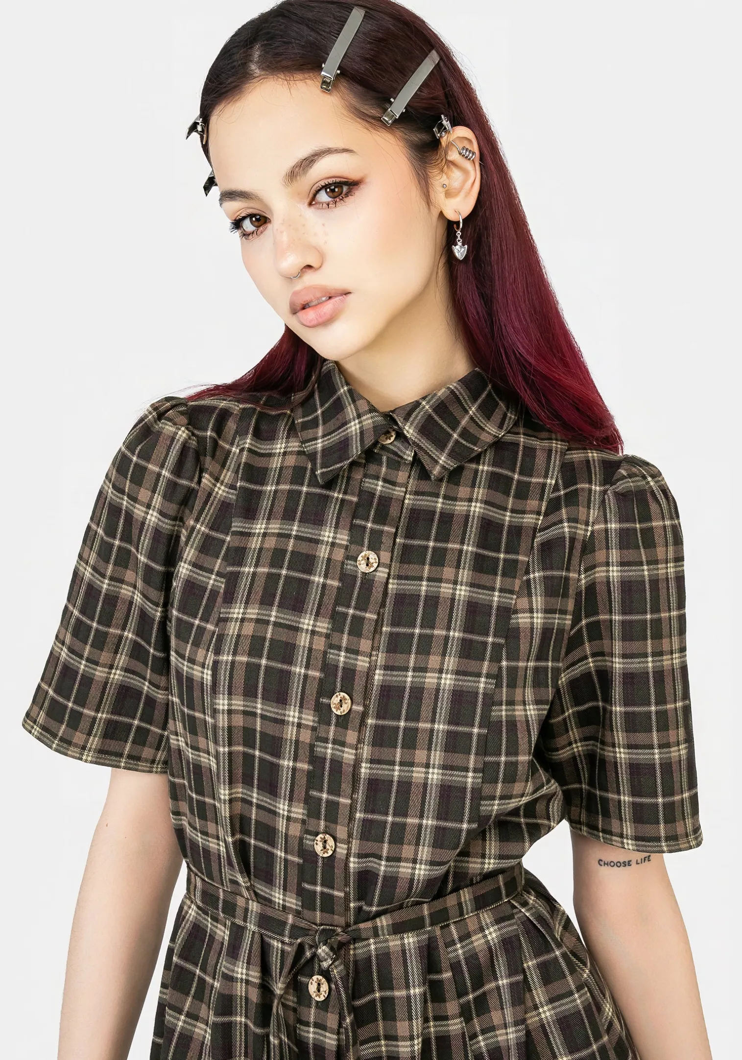 Beatrice Check Mini Shirt Dress