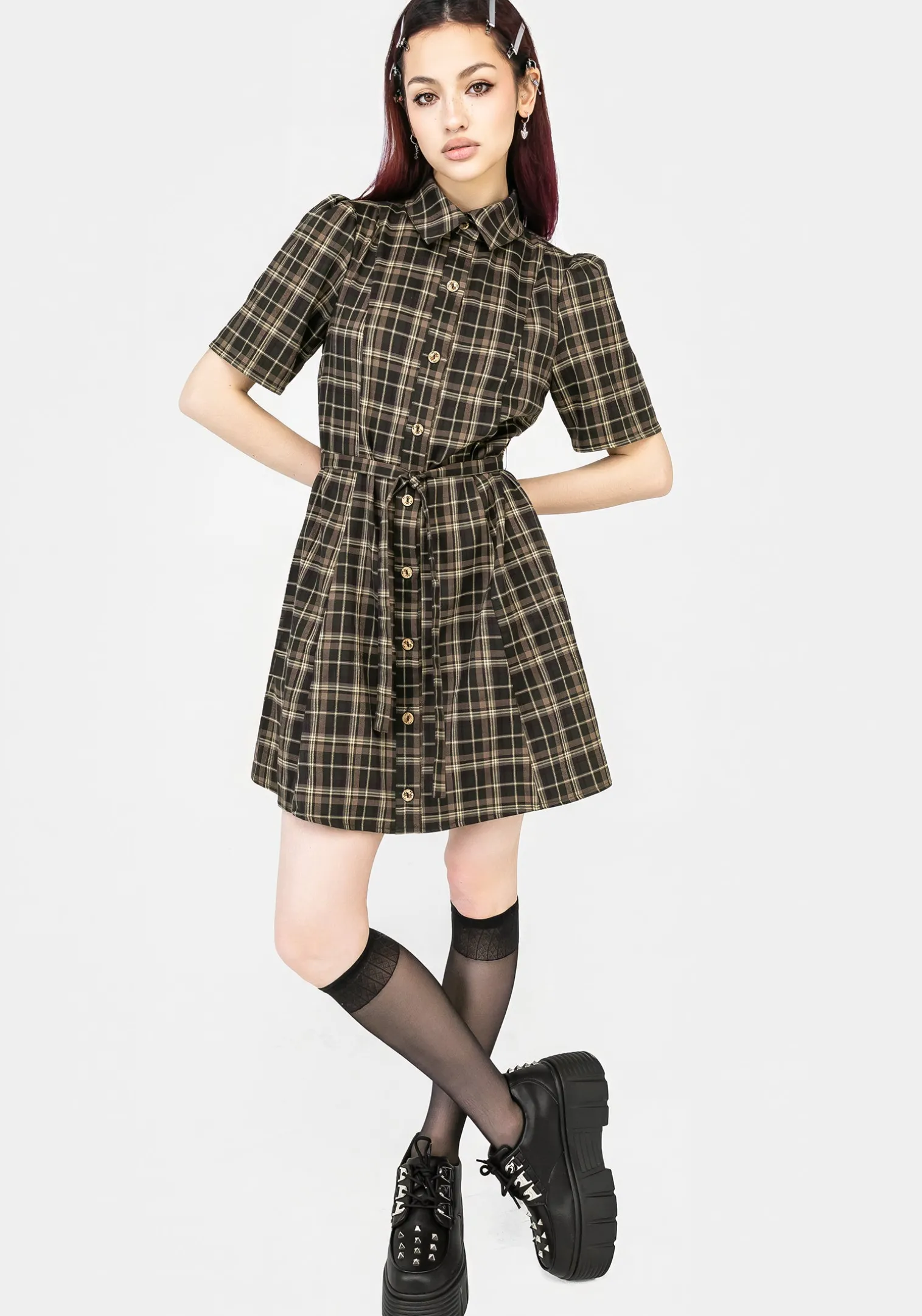 Beatrice Check Mini Shirt Dress
