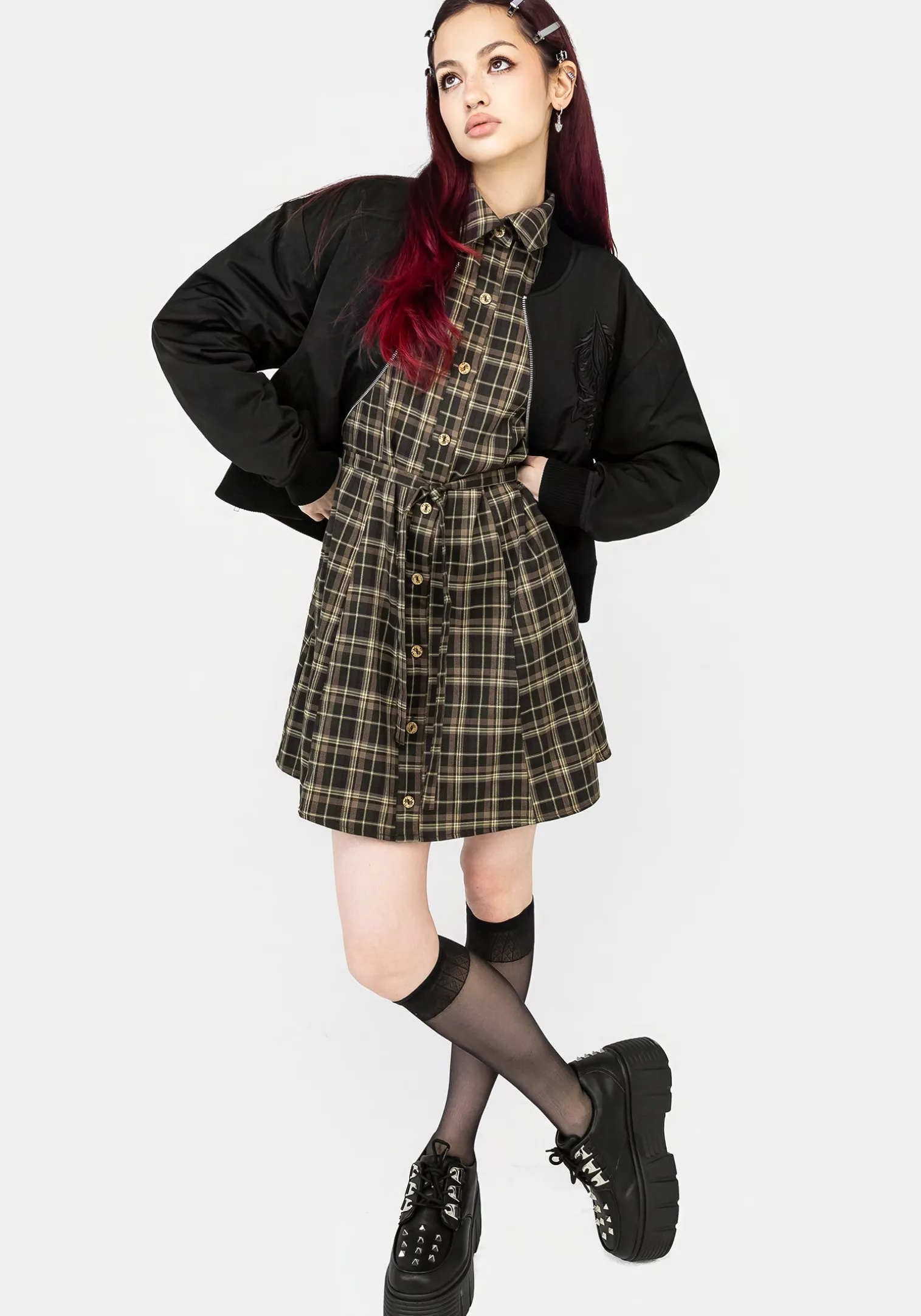 Beatrice Check Mini Shirt Dress