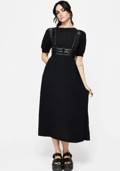 Blessing Puff Sleeve Tie Back Midi Dress