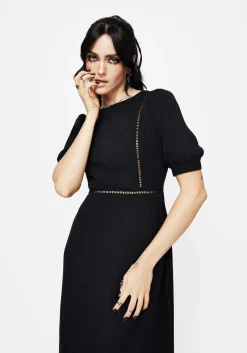 Blessing Puff Sleeve Tie Back Midi Dress