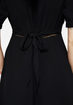 Blessing Puff Sleeve Tie Back Midi Dress