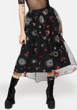 Bloodlust Embroidered Midi Skirt