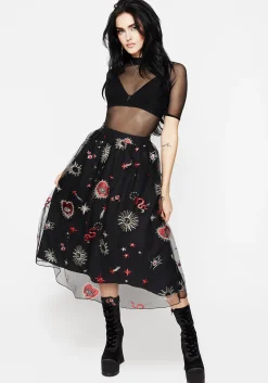 Bloodlust Embroidered Midi Skirt