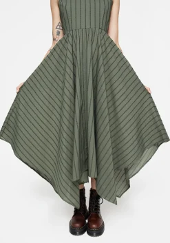 Blythe Cotton Handkerchief Hem Midaxi Dress - Green