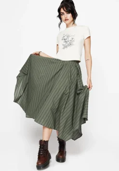 Blythe Cotton Handkerchief Hem Midaxi Skirt - Green
