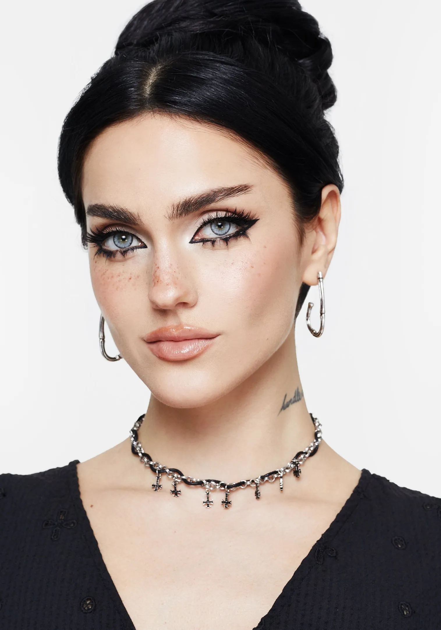 Bones Charm Hoop Earrings