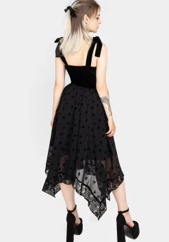 Bones Flocked Chiffon Handkerchief Hem Skirt