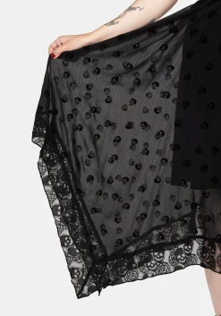Bones Flocked Chiffon Handkerchief Hem Skirt