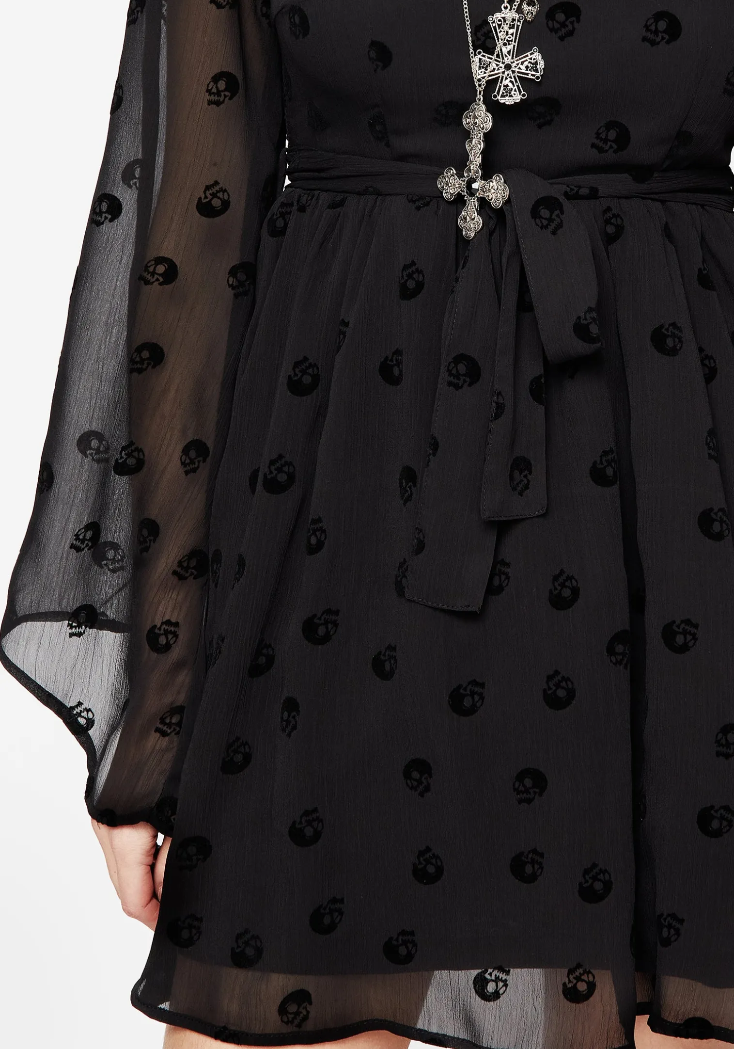 Bones Flocked Chiffon Mini Dress