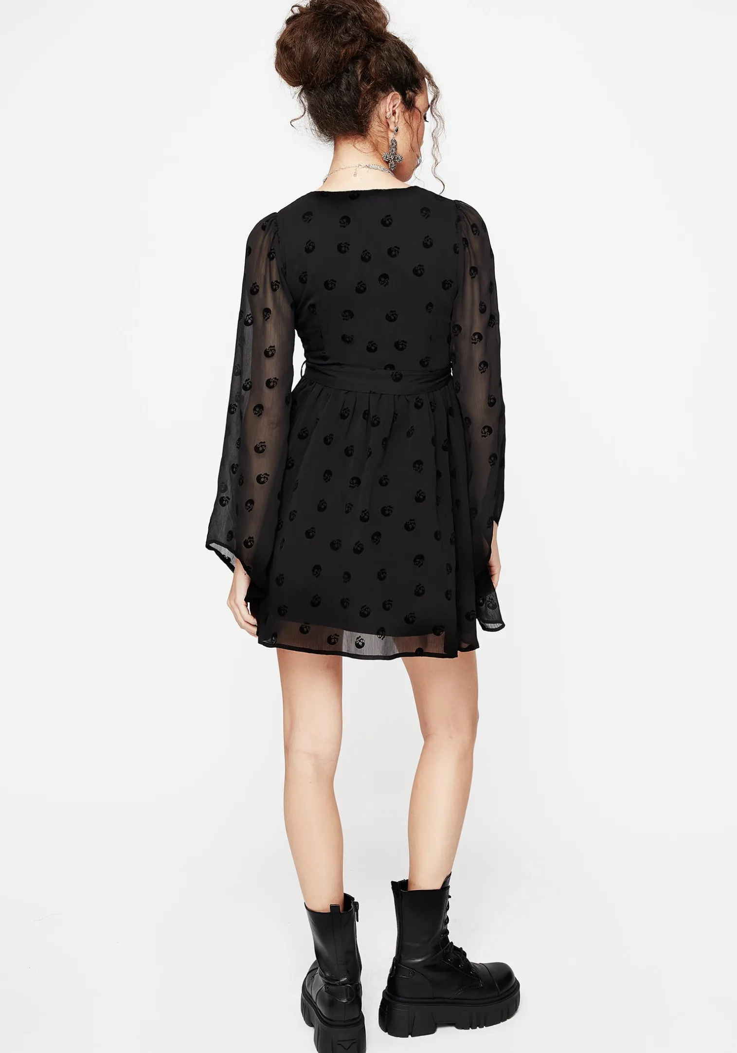 Bones Flocked Chiffon Mini Dress
