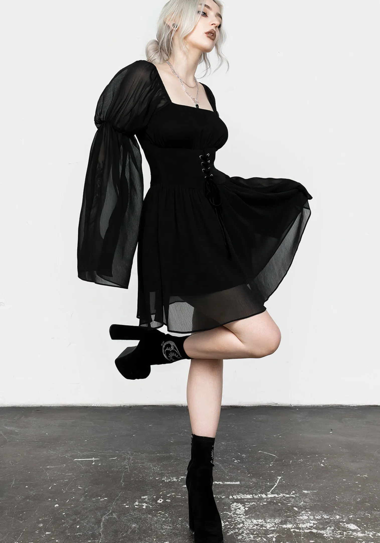 Bonnie Sheer Lace Up Mini Dress