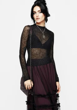Bouquet Floral Flocked Velour Mesh Top