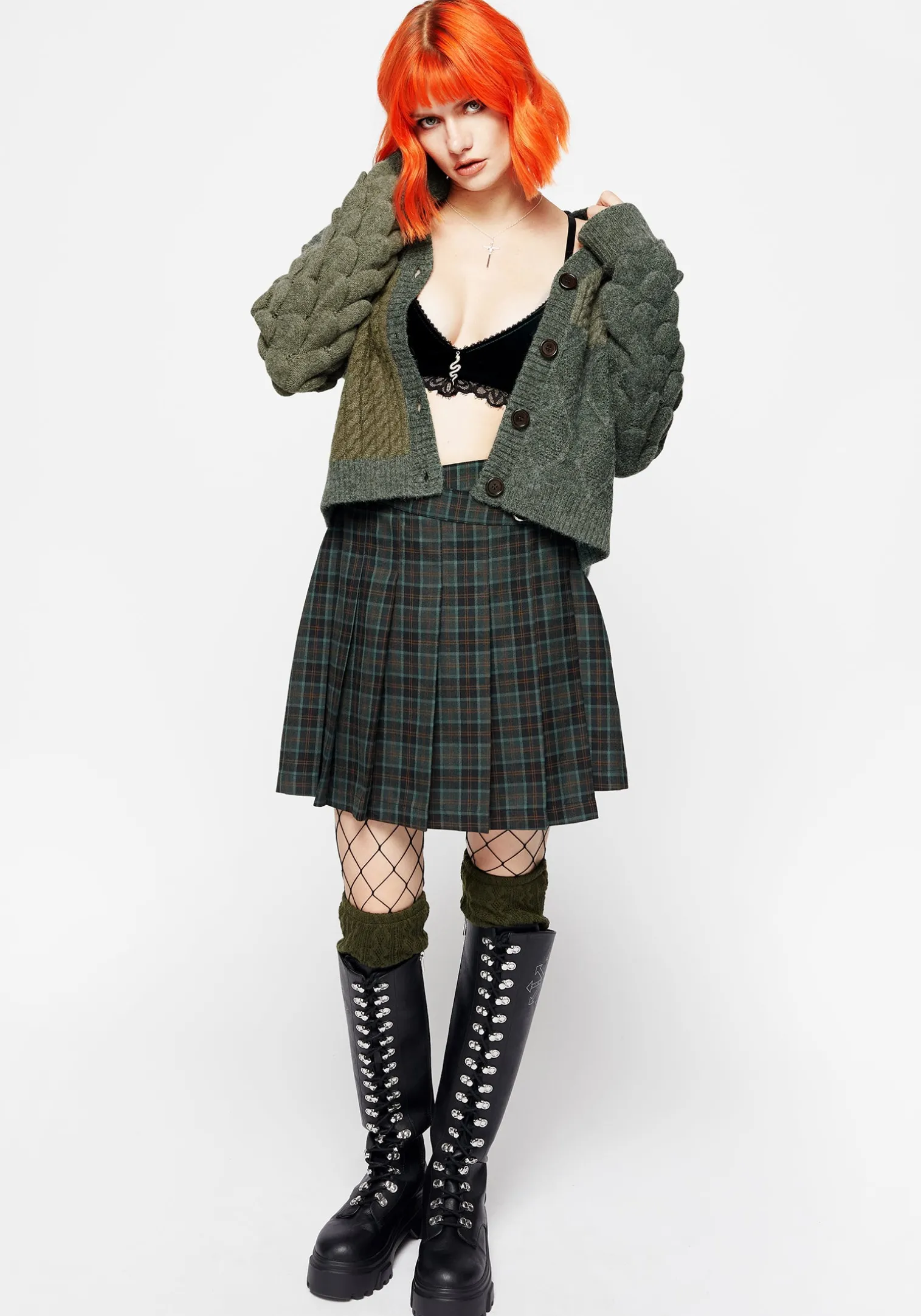 Brazen Spliced Cardigan - Green