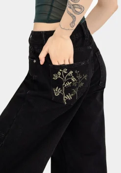 Buckthorn Embroidered Denim Barrel Leg Jeans