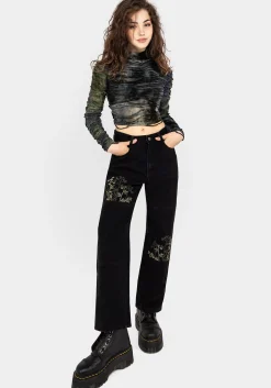 Buckthorn Embroidered Denim Barrel Leg Jeans