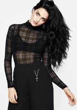 Buffy Check Mesh Top