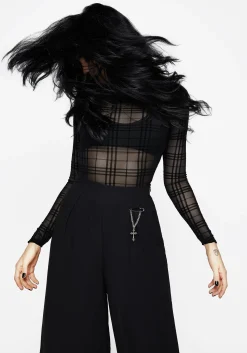 Buffy Check Mesh Top