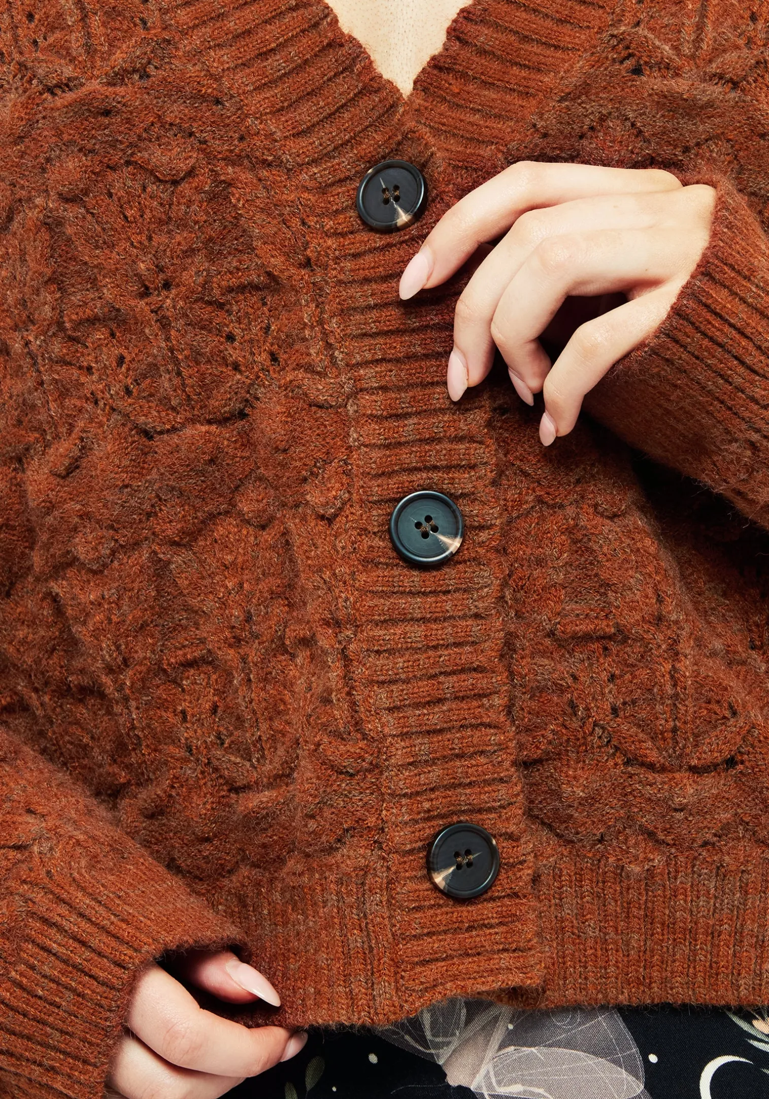 Cadmium Pointelle Knit Cardigan