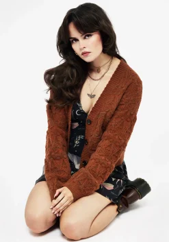 Cadmium Pointelle Knit Cardigan