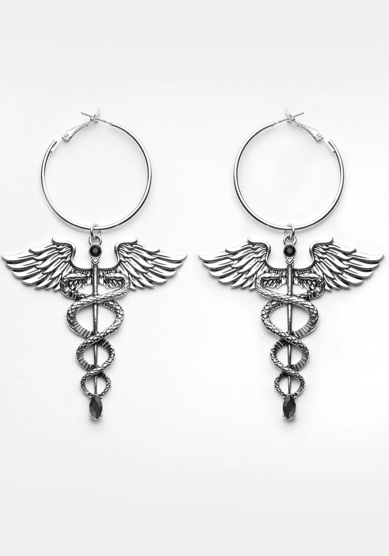 Caduceus Hoop Earrings