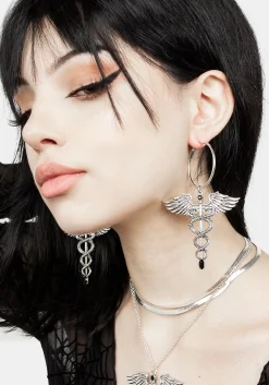 Caduceus Hoop Earrings