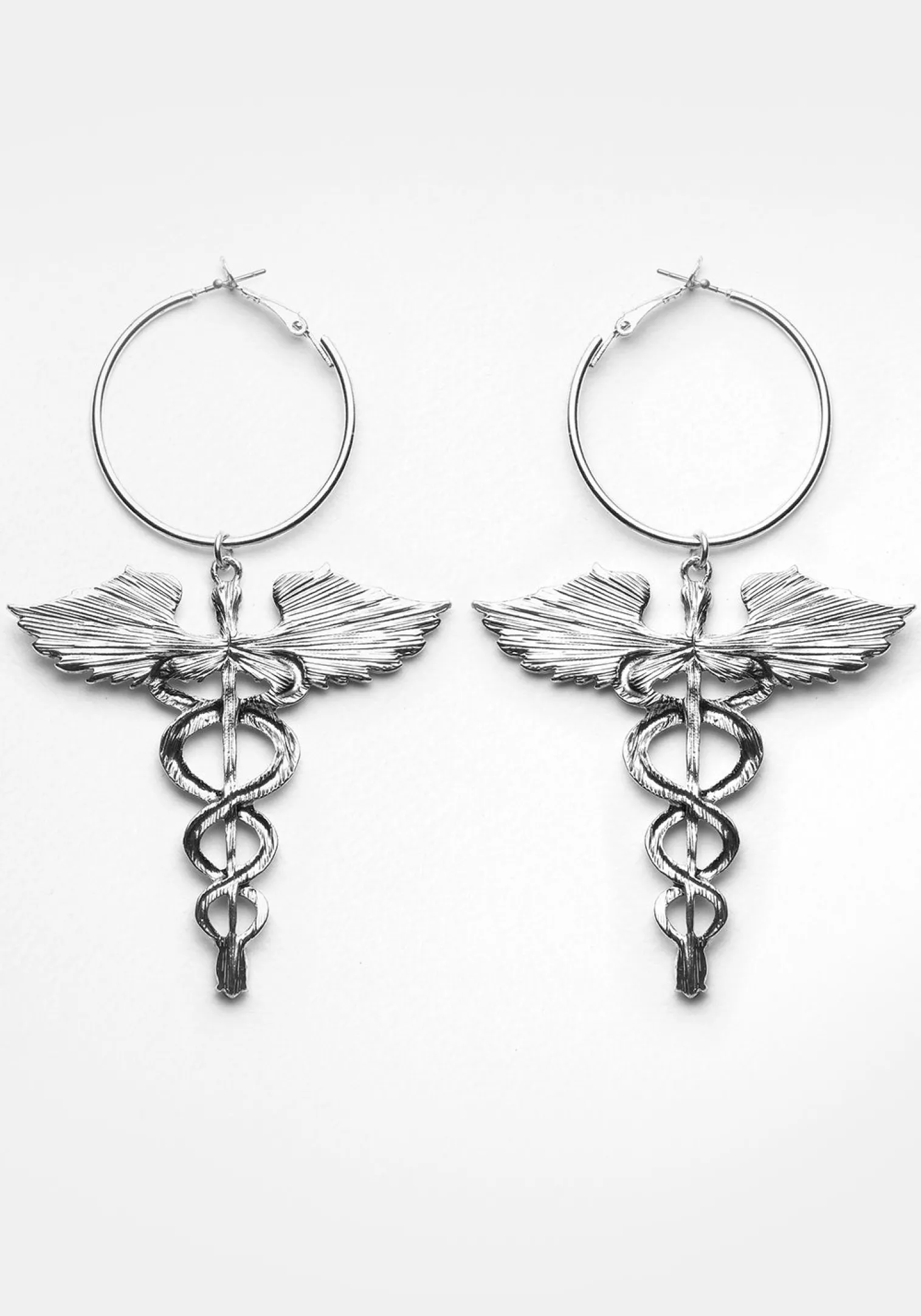 Caduceus Hoop Earrings
