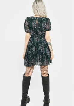 Cailleach Puff Sleeve Pleated Mini Dress