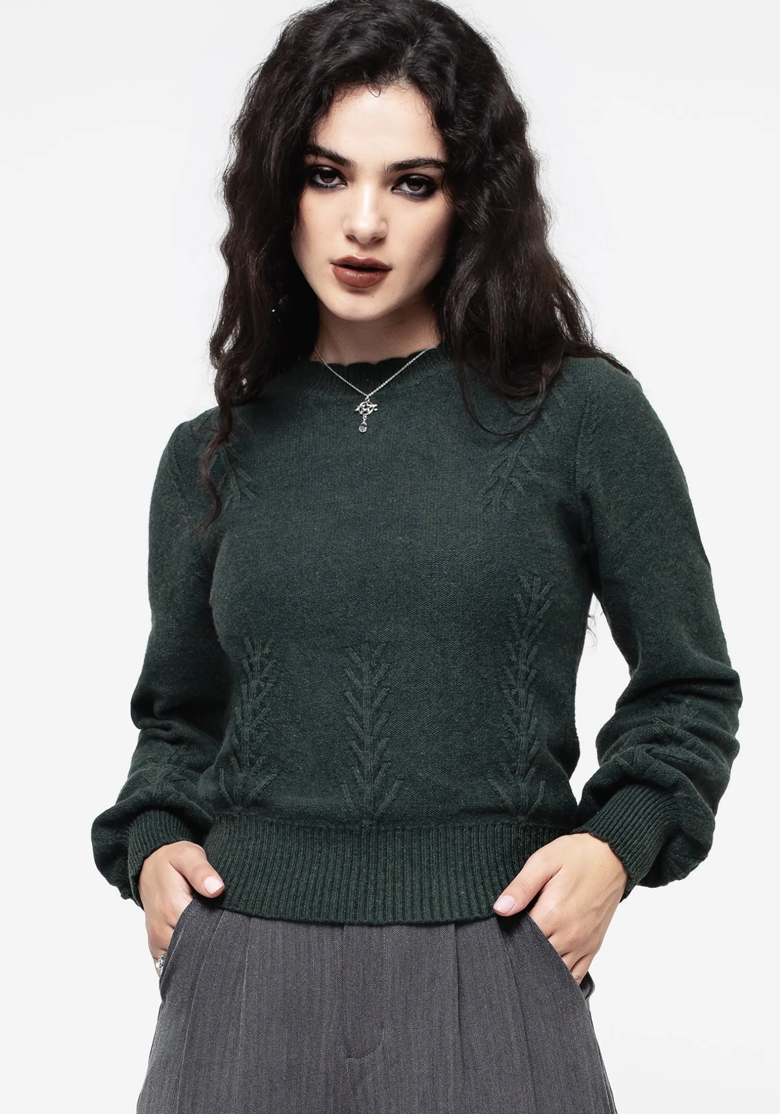 Canopy Raised Fern Intarsia Knit Sweater