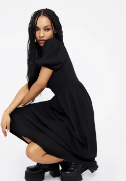 Carmine Midaxi Smock Dress - Black