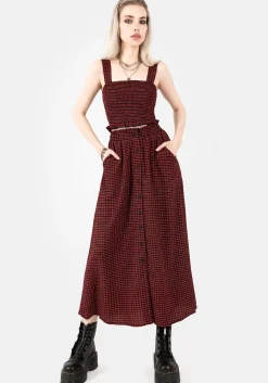 Carmine Textured Check Crop Top