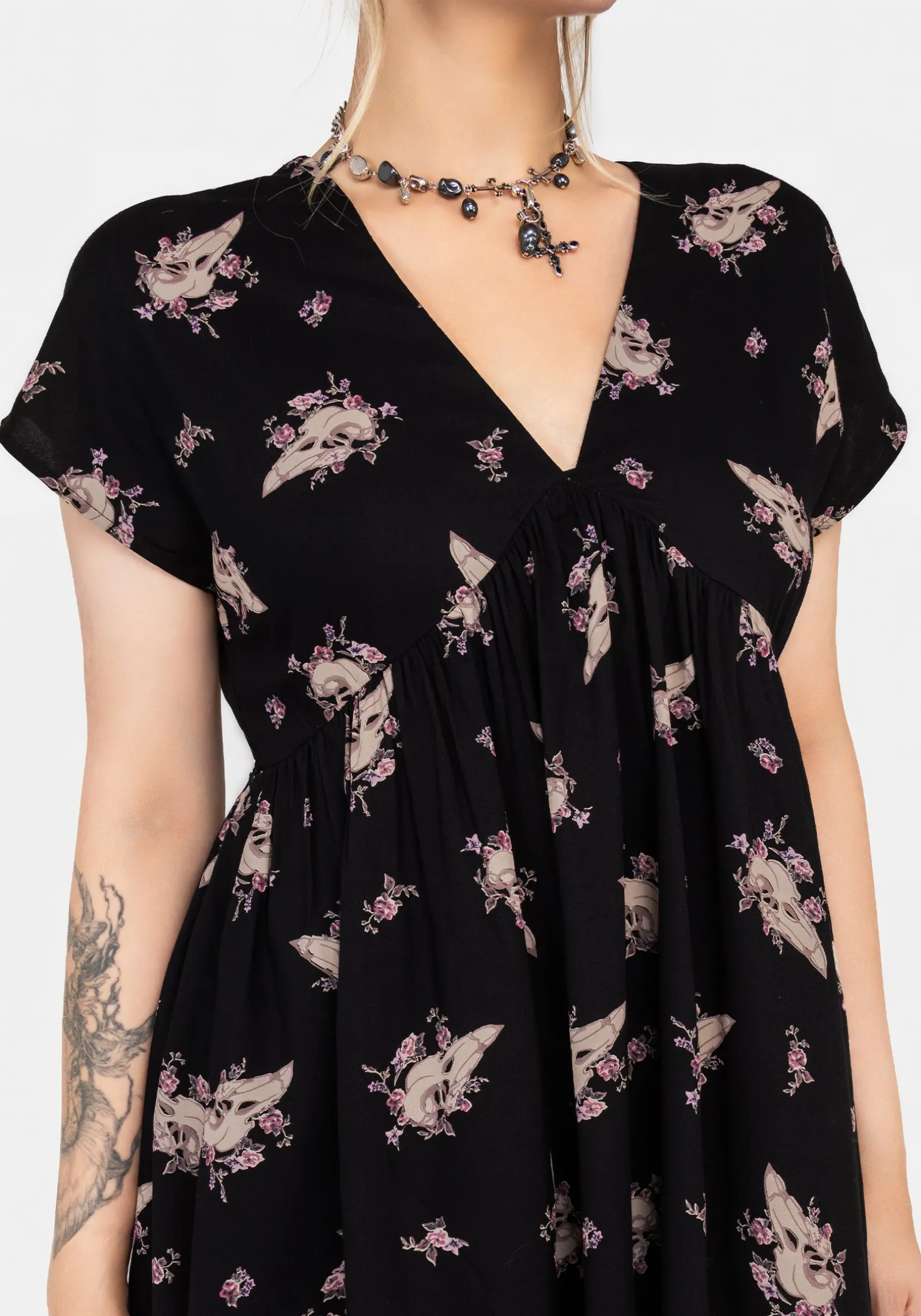Carrion V-Neck Mini Smock Dress