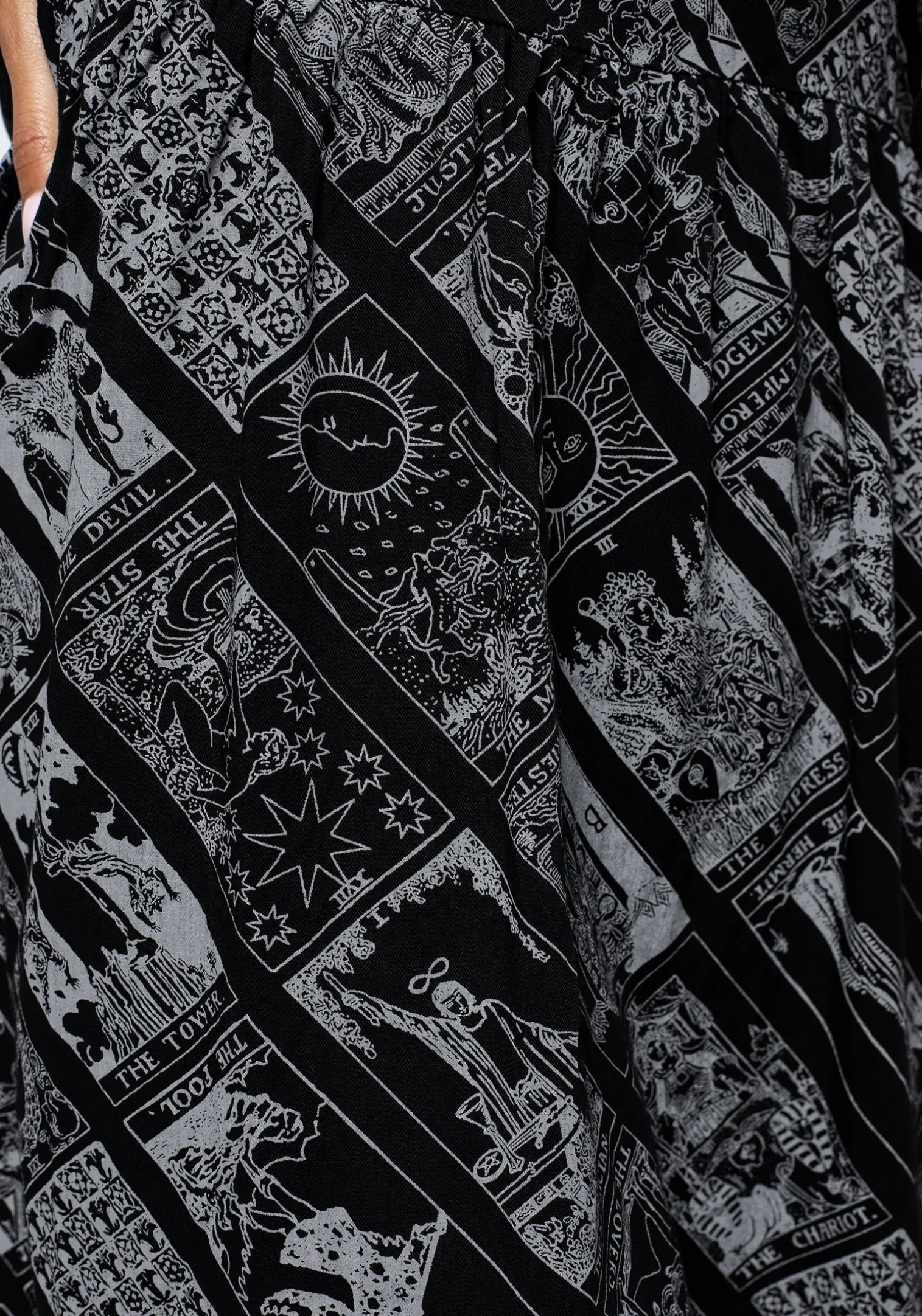 Cartomancy Scoop Neck Mini Smock Dress