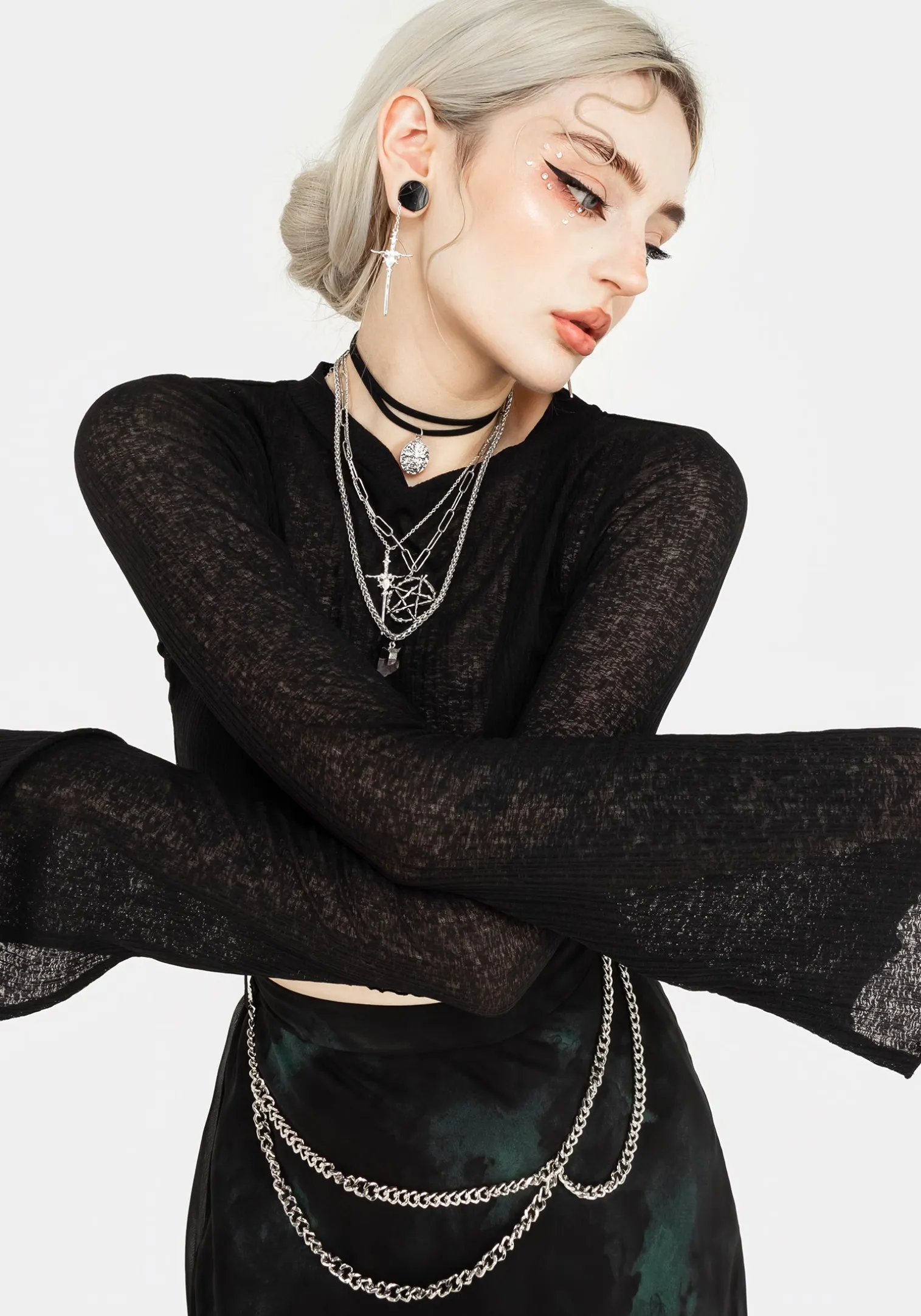 Cassia Jersey Mesh Crop Top