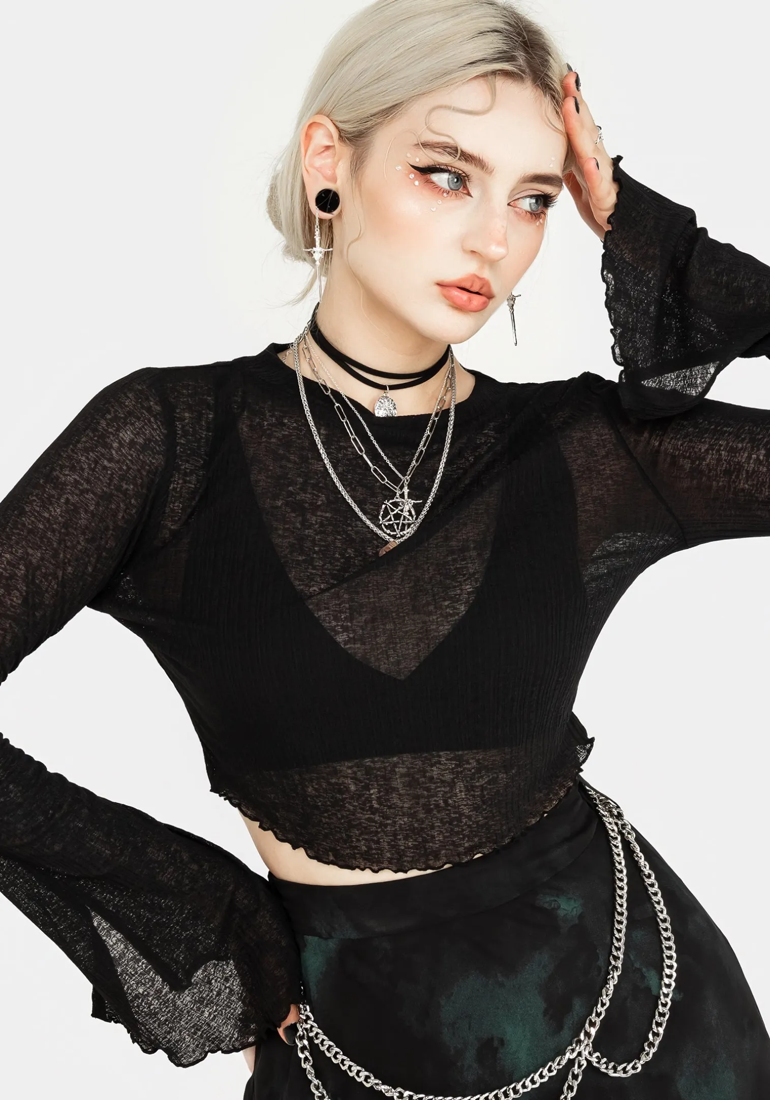Cassia Jersey Mesh Crop Top