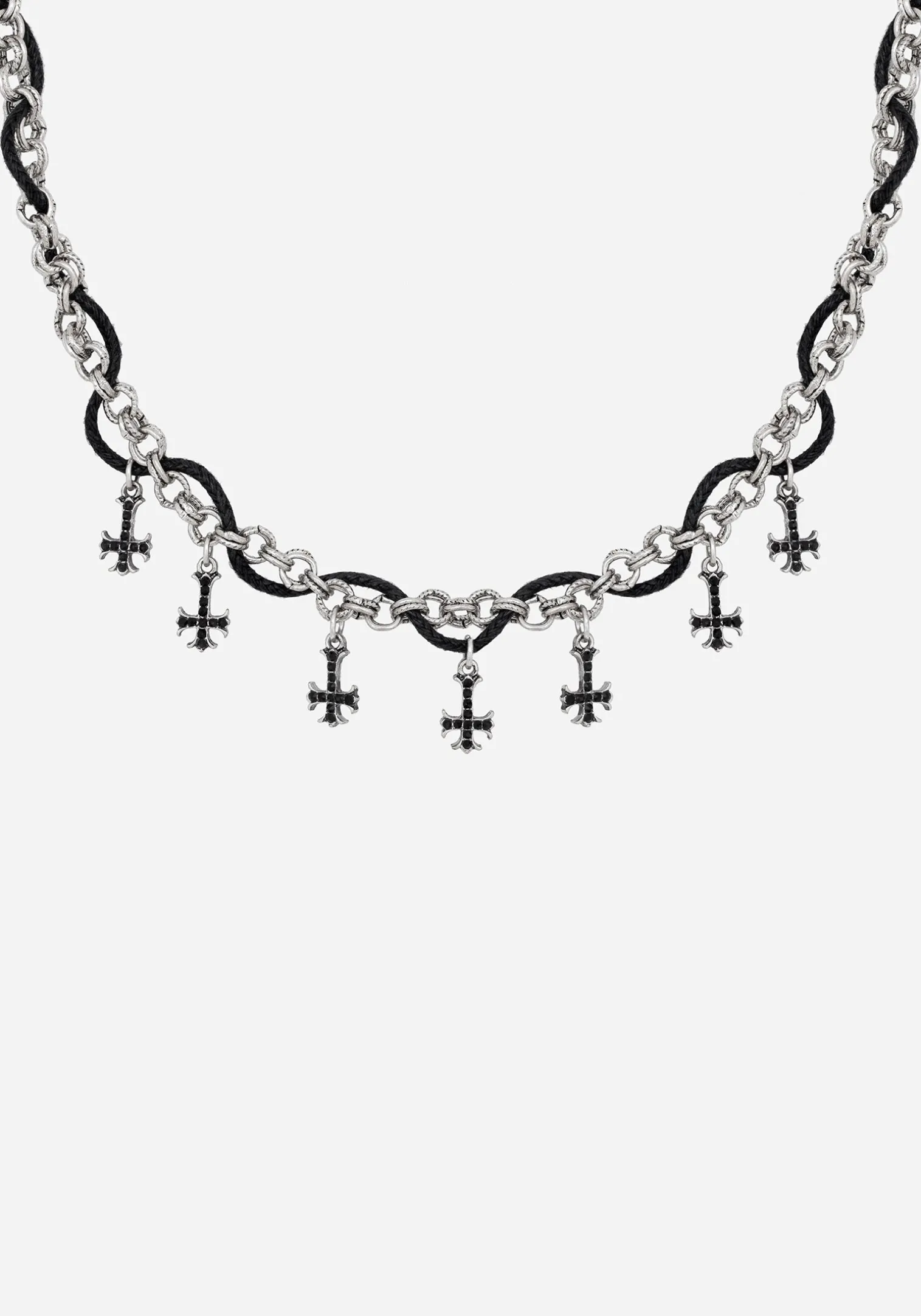 Catkin Cord Weave Cross Choker
