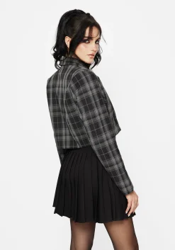 Checkmate Check Crop Blazer - Black
