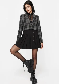 Checkmate Check Crop Blazer - Black
