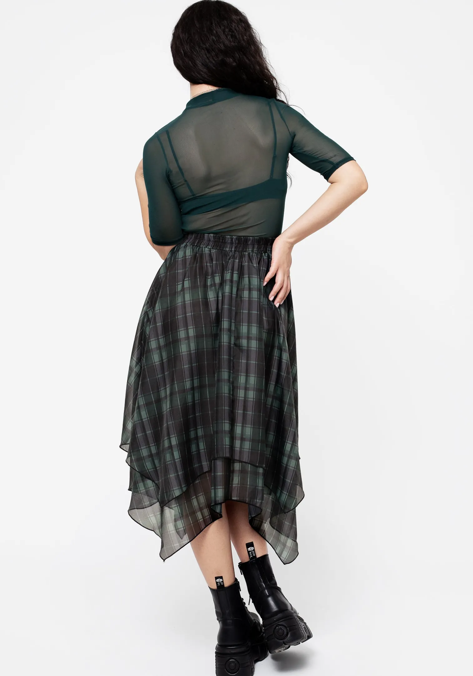 Checkmate Layered Organza Handkerchief Hem Skirt