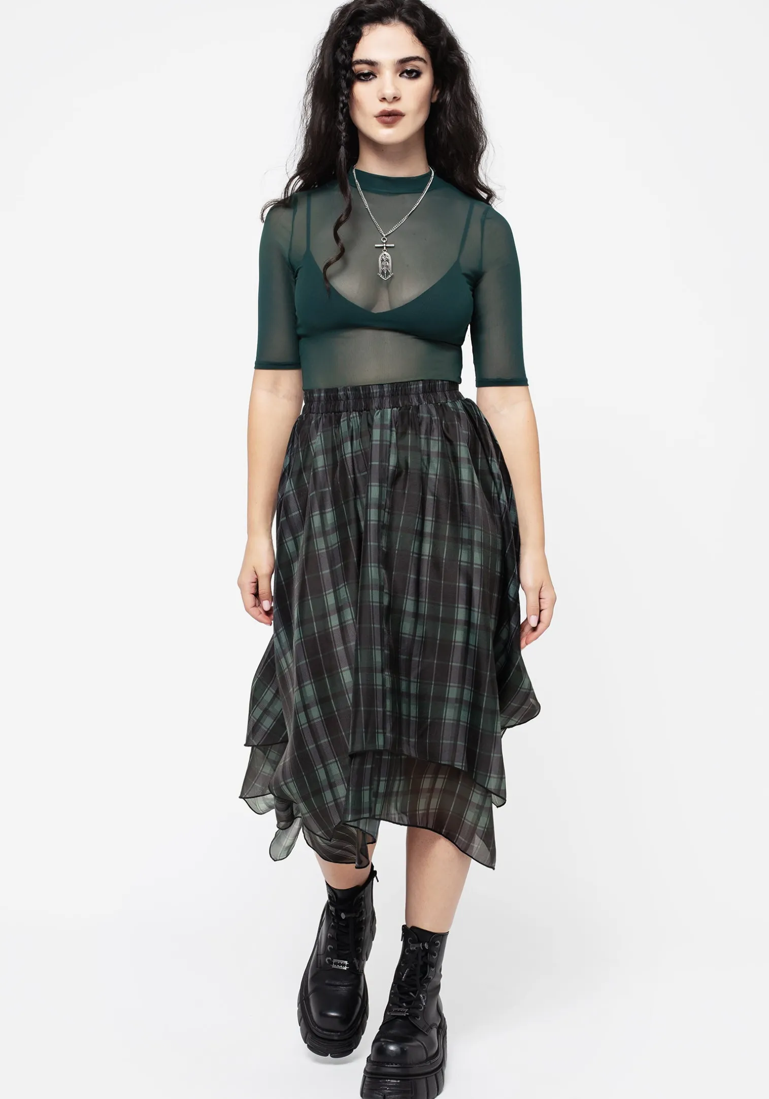 Checkmate Layered Organza Handkerchief Hem Skirt