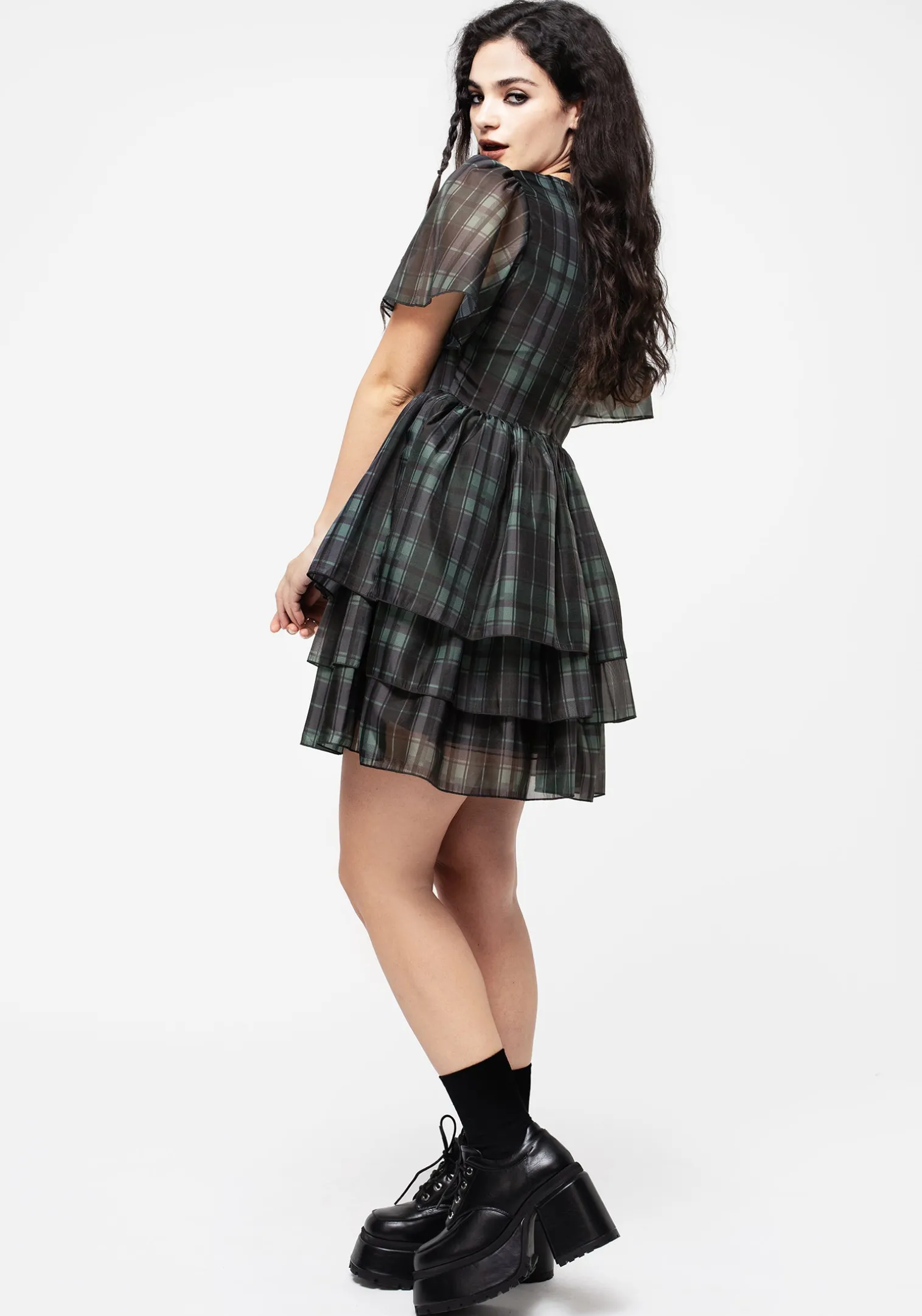 Checkmate Layered Organza Mini Dress