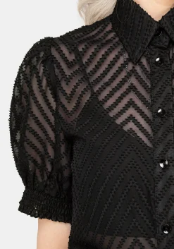 Chevron Button Up Blouse Top