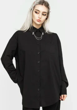 Chiromancy Collar Loose Fit Shirt - Black