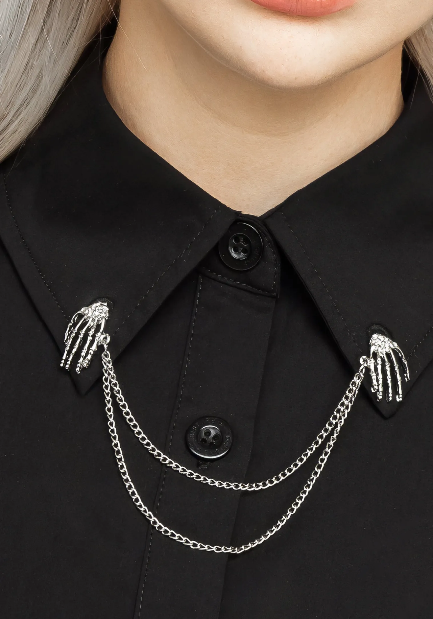 Chiromancy Collar Loose Fit Shirt - Black