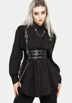 Chiromancy Collar Loose Fit Shirt - Black